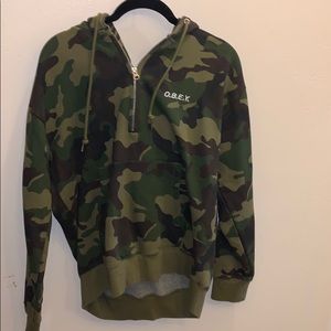 OBEY CAMO HOODIE HALF ZIP